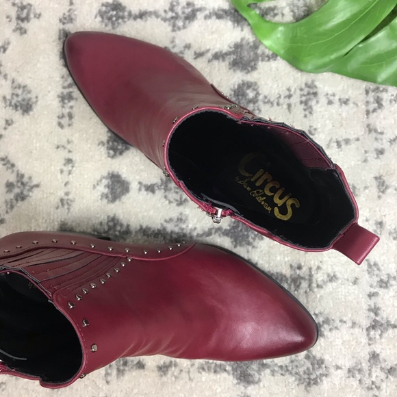 CIRCUS SAM EDELMAN MAROON ANKLE BOOT - Picture 3 of 6